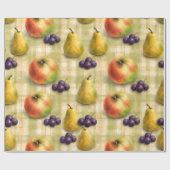 Apfel-Birnen-Bauernhaus-Frucht-Verpackungspapier Geschenkpapier (Flach)