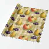 Apfel-Birnen-Bauernhaus-Frucht-Verpackungspapier Geschenkpapier (Ungerollt)