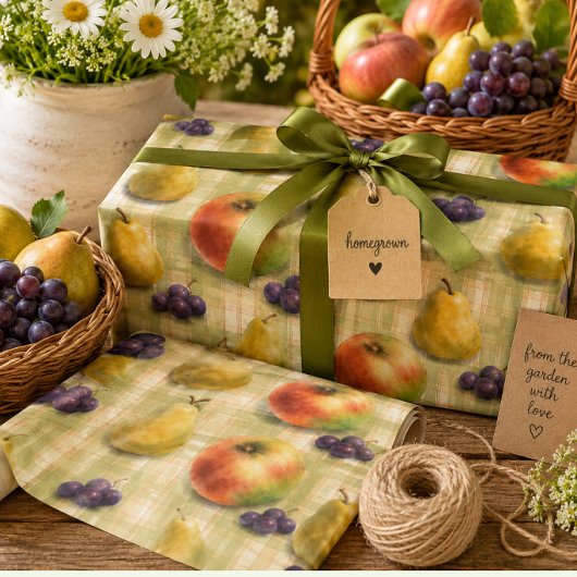 Apfel-Birnen-Bauernhaus-Frucht-Verpackungspapier Geschenkpapier