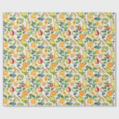 Äpfel Birnen Blaubeeren Orangen Früchte Geschenkpapier (Flach)