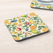 Äpfel Birnen Blaubeeren Orangen Früchte Getränkeuntersetzer (Linke Seite)