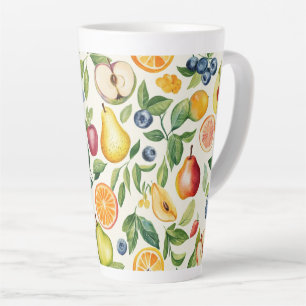 Äpfel Birnen Blaubeeren Orangen Früchte Milchtasse