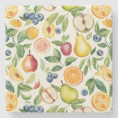 Äpfel Birnen Blaubeeren Orangen Früchte Steinuntersetzer (Vorderseite)