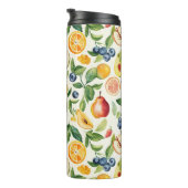 Äpfel Birnen Blaubeeren Orangen Früchte Thermosbecher (Nach rechts gedreht)