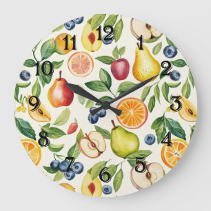 Äpfel Birnen Blaubeeren Orangen Zitrone Limette Fr Große Wanduhr