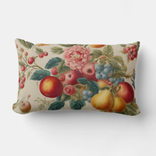 Äpfel, Birnen, Trauben, rosa Blume. Französisch ge Lendenkissen