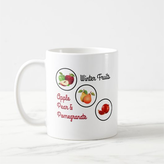 Apfel-, Birnen- und Granatäpfel Kaffeetasse (Links)