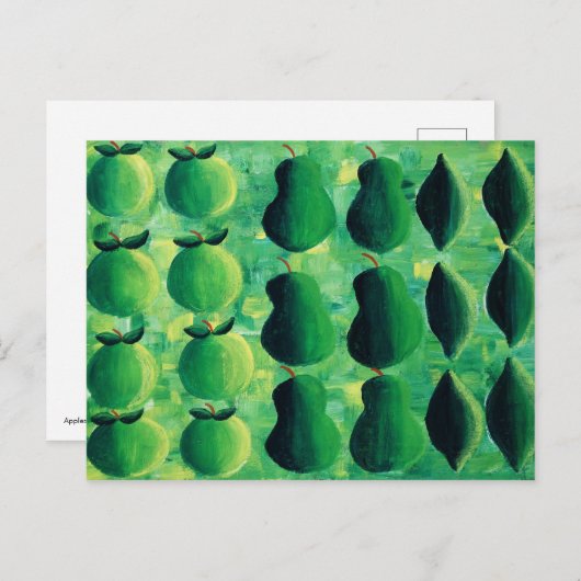 Äpfel Birnen und Limes Malerei Postkarte (Vorne/Hinten)
