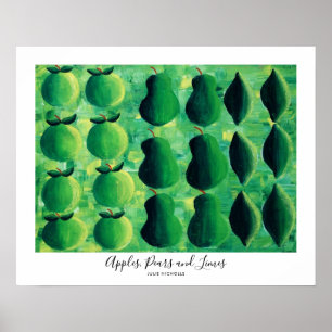 Äpfel Birnen und Limetten Malerei Poster