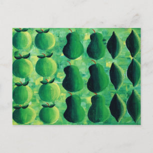 Äpfel Birnen und Limettenmalerei Postkarte