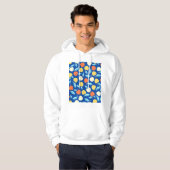 Äpfel Blätter, blauer Hintergrund, nahtloses Muste Hoodie (Vorne ganz)