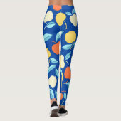 Äpfel Blätter, blauer Hintergrund, nahtloses Muste Leggings (Rückseite)