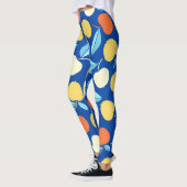 Äpfel Blätter, blauer Hintergrund, nahtloses Muste Leggings (Links)