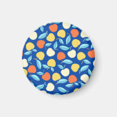 Äpfel Blätter, blauer Hintergrund, nahtloses Muste Magnet (Vorne)