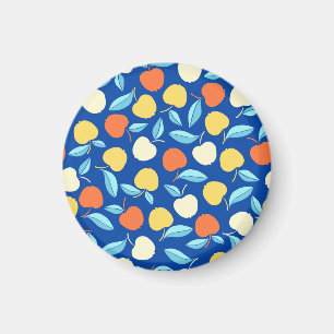 Äpfel Blätter, blauer Hintergrund, nahtloses Muste Magnet