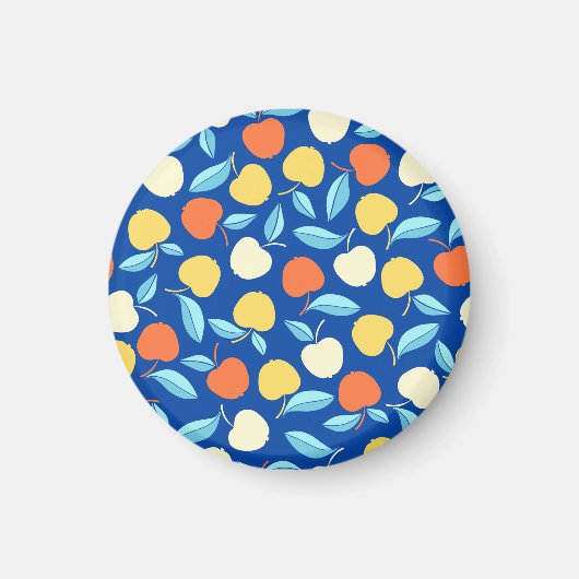 Äpfel Blätter, blauer Hintergrund, nahtloses Muste Magnet (Vorne)