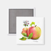 Äpfel, Blume und Spritzen Magnet (Vorderseite/Rückseite)