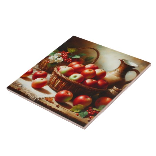 Äpfel Blüten und Töpferei Stillleben Fliese (Seite)