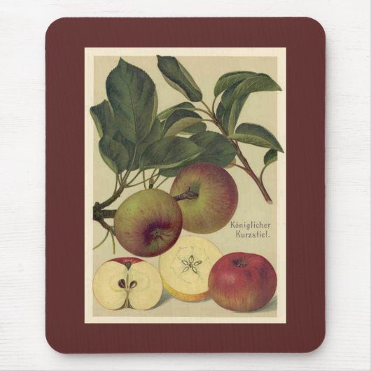 Apfel-botanische Vintage deutsche Illustration Mousepad (Vorne)
