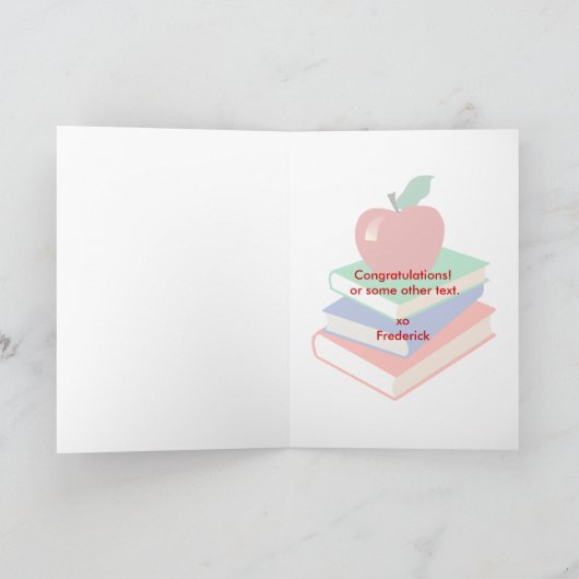Apfel, Bücher, Bildung Karte (Innenseite)
