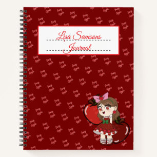 Apfel Chibi Design Journal Spiralblock Notizblock