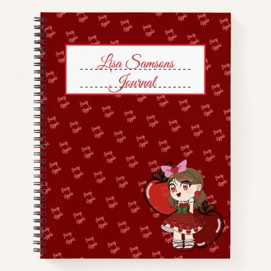 Apfel Chibi Design Journal Spiralblock Notizblock (Vorderseite)