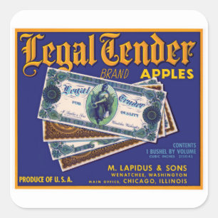 Äpfel der gesetzlichen Ausschreibung Quadratischer Aufkleber