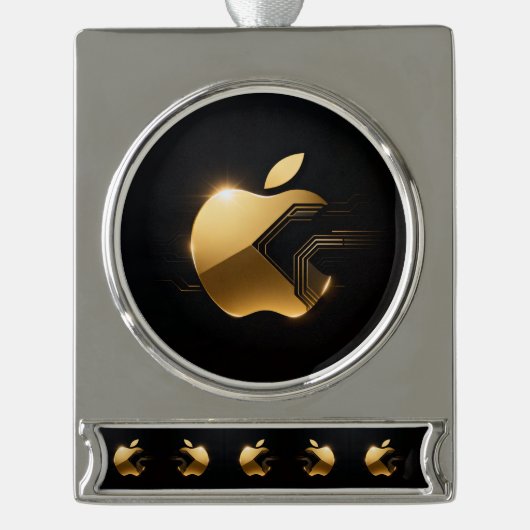 Apfel der Götter Frucht des Wissens Banner-Ornament Silber (Vorderseite)