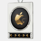 Apfel der Götter Frucht des Wissens Banner-Ornament Silber (Links)