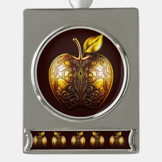 Apfel der Götter Frucht des Wissens Banner-Ornament Silber (Vorderseite)