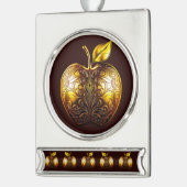 Apfel der Götter Frucht des Wissens Banner-Ornament Silber (Links)
