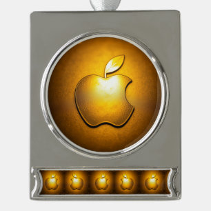 Apfel der Götter Frucht des Wissens  Banner-Ornament Silber