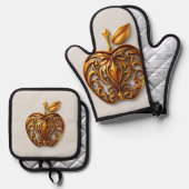 Apfel der Götter Frucht des Wissens  Ofenhandschuh & Topflappen-Set (Vorderseite/Rückseite)