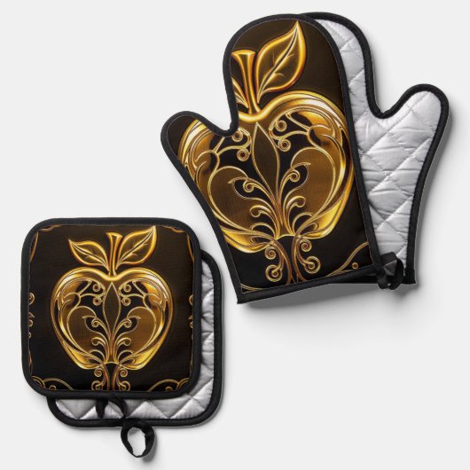 Apfel der Götter – Frucht des Wissens Ofenhandschuh & Topflappen-Set (Vorderseite/Rückseite)