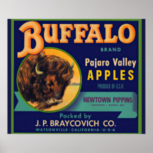 Äpfel der Marke Buffalo der 1930er Jahre kratzen Poster