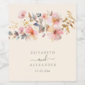 Äpfel der Wasserfarbe Elegante Hochzeit im Herbst Weinetikett (Einzelnes Label)