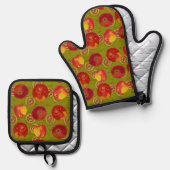 Äpfel ernten ofenhandschuh & Topflappen-Set (Vorderseite/Rückseite)