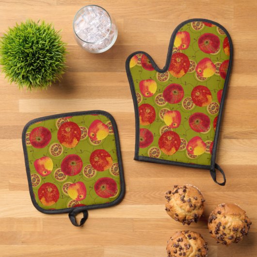 Äpfel ernten ofenhandschuh & Topflappen-Set (Oben Unten)