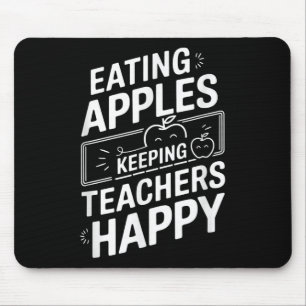 Äpfel essen Behaltend Lehrer glücklich Mousepad