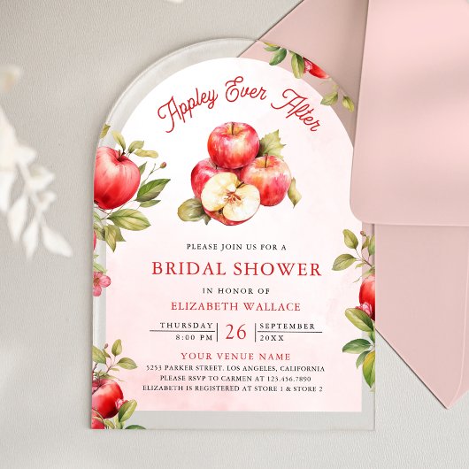 Apfel-Ever-After-Bogen-Apfel-Braut-Shower Acryleinladungen