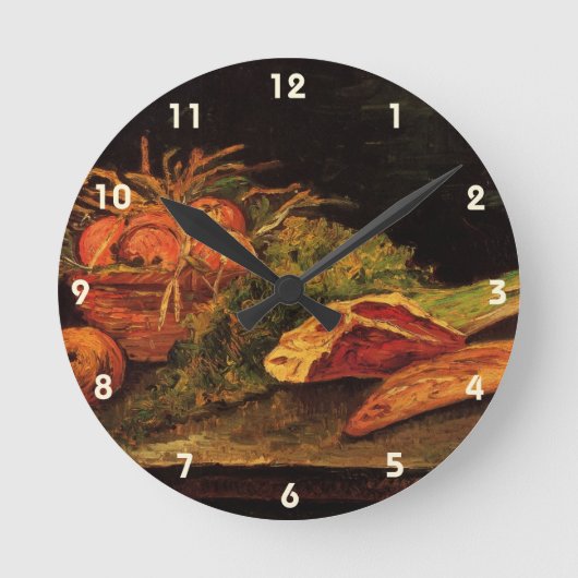 Äpfel, Fleisch und eine Rolle von Vincent van Gogh Runde Wanduhr (Vorderseite)