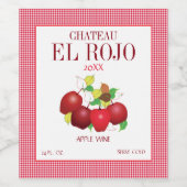 Äpfel Frucht Summer Harvest Gingham Weinetikett (Einzelnes Label)