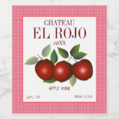Äpfel Frucht Summer Harvest Gingham Weinetikett (Einzelnes Label)