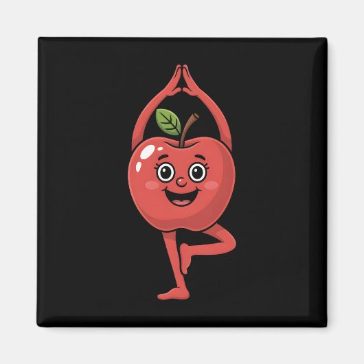 Apfel Frucht Yoga  Magnet (Vorne)