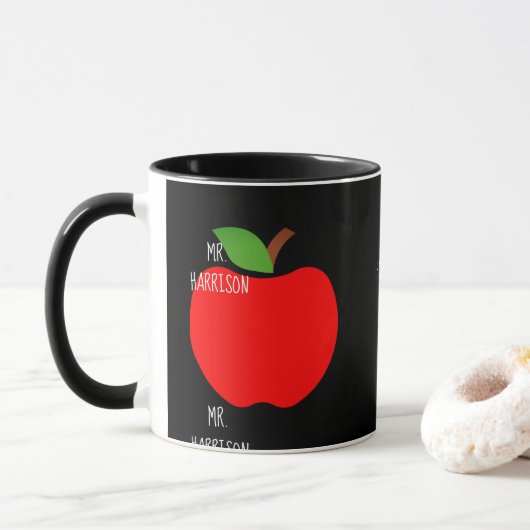 Äpfel für Lehrerin Schwarz Tasse (Mit Donut)
