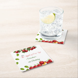 Apfel-Geburtstagsparty Rechteckiger Pappuntersetzer