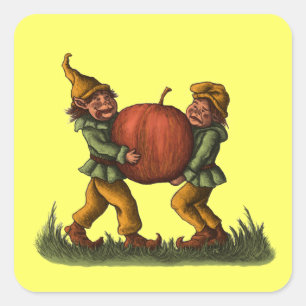 Apfel Gnomesaufkleber Quadratischer Aufkleber