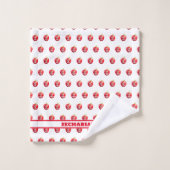 Apfel Gottes Augen rot und weiß Badhandtuch Set (Waschlappen)