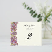 Apfel-Green-Trim-Damaskus-Wirbel Tischnummer-Karte Postkarte (Stehend Vorderseite)