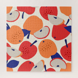 Äpfel Hand Gezeichnet: Trendy Vintag Nahtlos. Puzzle